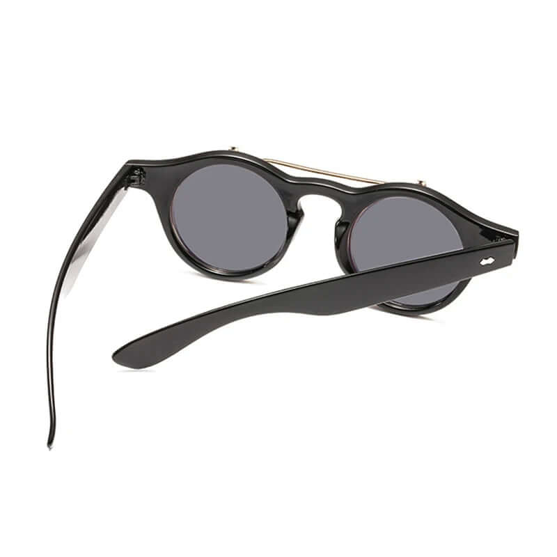 Round Steampunk Flip-Lens Sunglasses – Vintage UV400 Retro Shades