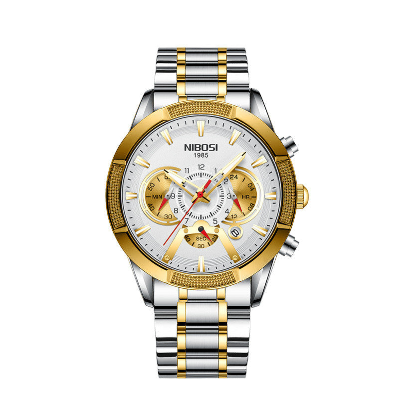Nibosi Men’s Waterproof Quartz Watch – Luminous & Durable