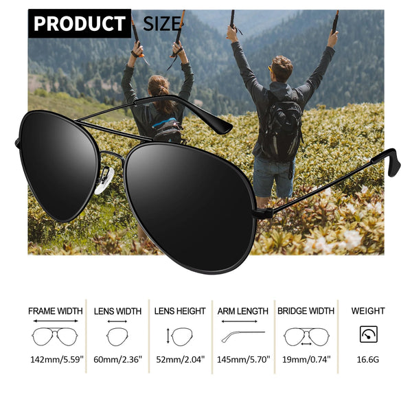 Polarized Aviator Sunglasses – Classic Unisex Mirrored UV Protection Eyewear