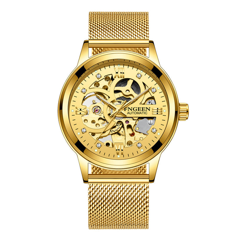 Luxury Luminous Skeletal Mechanical Watch – Waterproof Steel Band | Transparent Dial Style | Style Haven