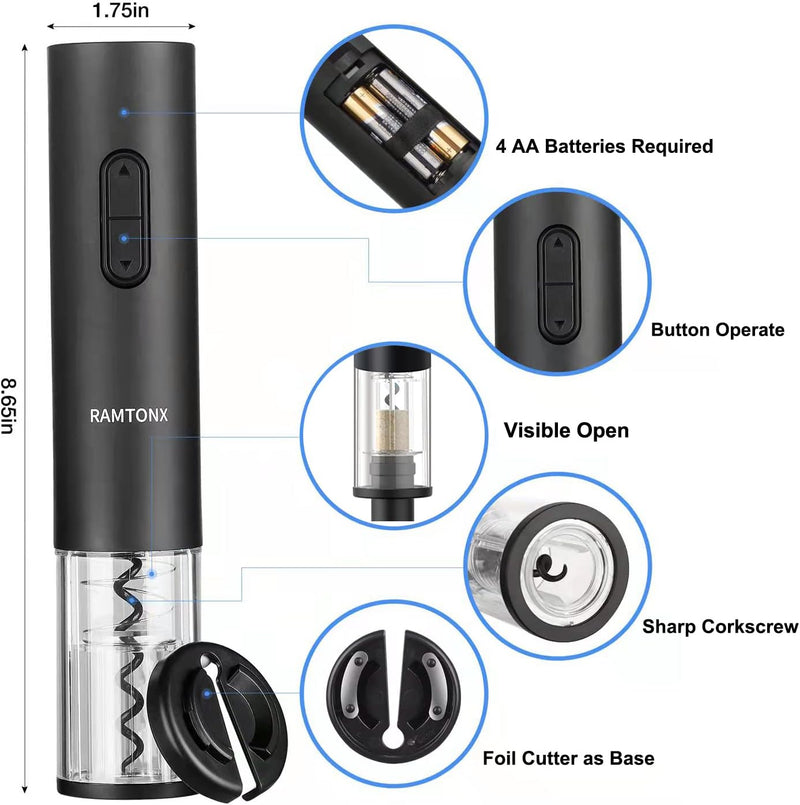 Electric Wine Opener Set – Automatic Corkscrew with Foil Cutter | Rechargeable Gift Set | Style Haven