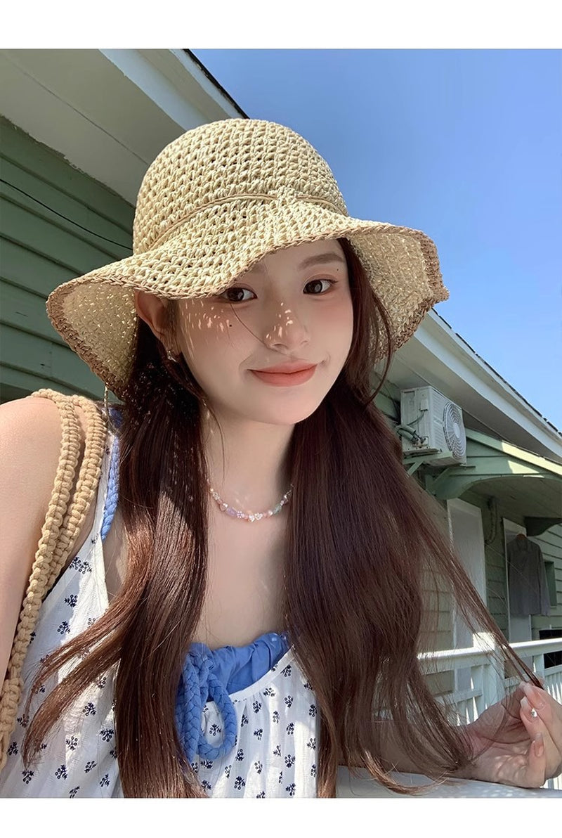 Brim Sun-Proof Straw Hat – Breathable Dome Hat for Beach & Summer Style