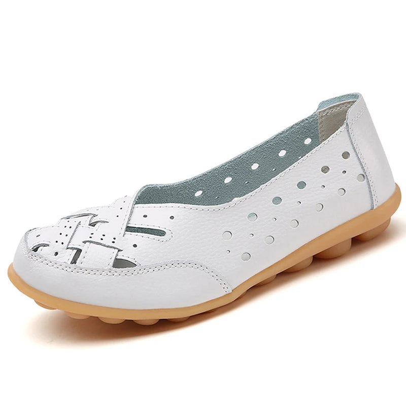 Shoes Women 2025 Soft Leather Shoes White Women'S Loafer Slip on Flats Zapatos De Mujer Flat Shoes Women Casual Footwear Female