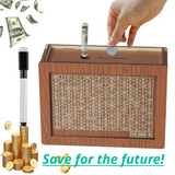 Saving Challenge Wooden Money Box – Reusable Decorative Retro Cash & Coin Bank