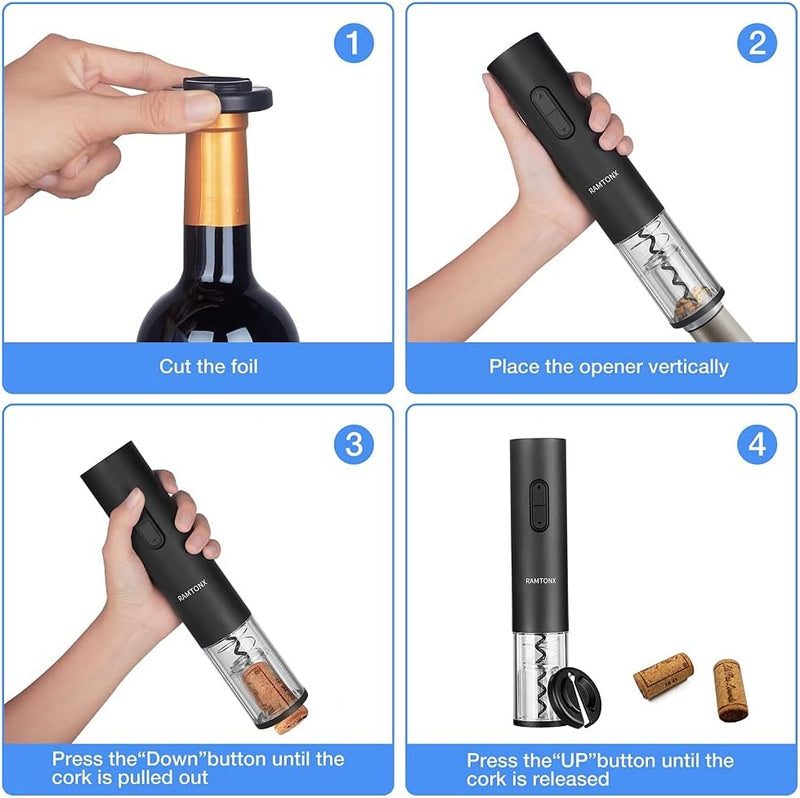 Electric Wine Opener Set – Automatic Corkscrew with Foil Cutter | Rechargeable Gift Set | Style Haven