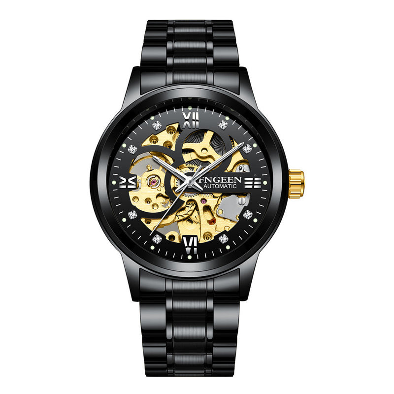 Luxury Luminous Skeletal Mechanical Watch – Waterproof Steel Band | Transparent Dial Style | Style Haven