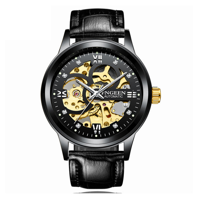 Luxury Luminous Skeletal Mechanical Watch – Waterproof Steel Band | Transparent Dial Style | Style Haven