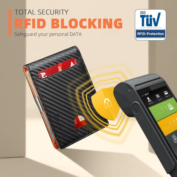 Wallet for Men Slim – Genuine Leather RFID Blocking Credit Card Holder with Money Clip