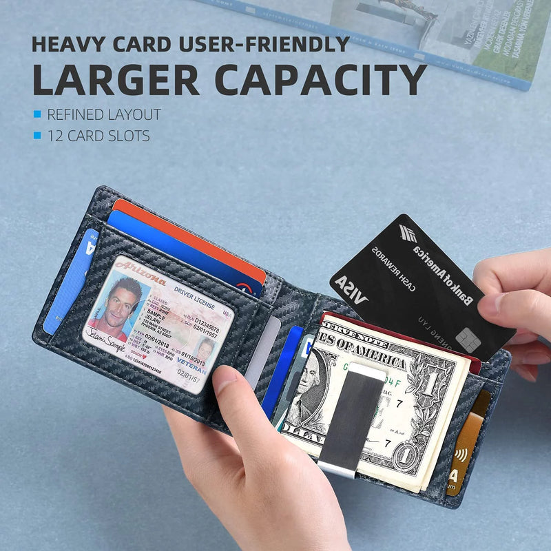 Wallet for Men Slim – Genuine Leather RFID Blocking Credit Card Holder with Money Clip