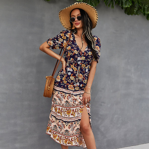 Women’s Summer Vacation Printed Dress – Lightweight Style for Warm-Weather Escapes
