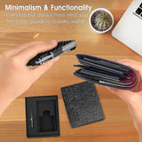 Minimalist Slim Wallet for Men – RFID Blocking Carbon Fiber Money Clip Card Holder