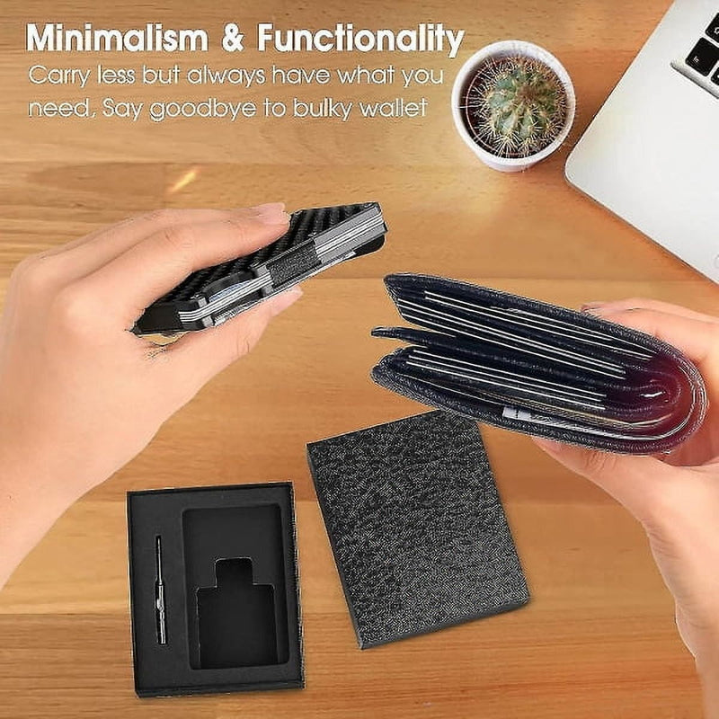 Minimalist Slim Wallet for Men – RFID Blocking Carbon Fiber Money Clip Card Holder