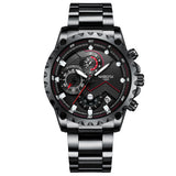 NIBOSI Three Eyes Six Hands Quartz Watch