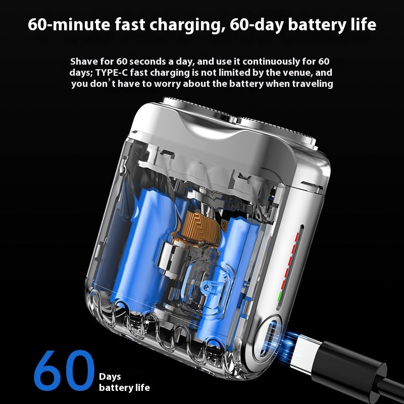 Portable Rotary Dual Ring Electric Shaver – Mini Rechargeable Pocket Razor