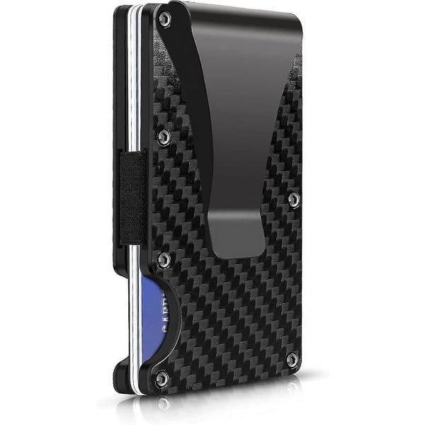 Minimalist Slim Wallet for Men – RFID Blocking Carbon Fiber Money Clip Card Holder