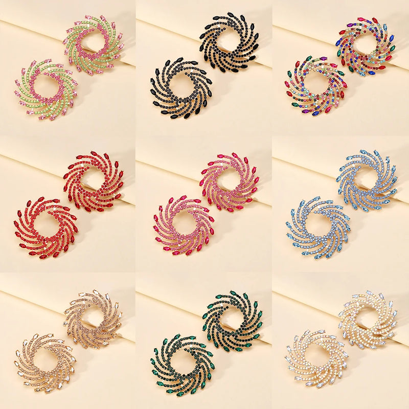 Round Sun Shape Stud Earrings – Colorful Crystal Luxury Jewelry for Women | Style Haven