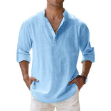 Men’s Lightweight Henley Shirt – Cotton Linen Long Sleeve Beach & Streetwear Top | Style Haven