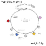 Gold-Plated Stainless Steel Jewelry Set – Colorful Enamel Heart Necklace & Bracelet | Style Haven