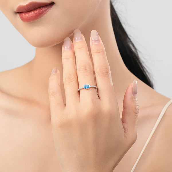 Ailmay 925 Sterling Silver Oval Blue Zirconia Ring – Luxury Engagement & Wedding Jewelry for Women | Style Haven