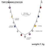 Gold-Plated Stainless Steel Jewelry Set – Colorful Enamel Heart Necklace & Bracelet | Style Haven