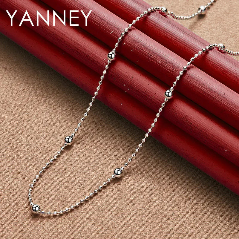 925 Sterling Silver Bead Chain Necklace – 16–24 Inch Fashion Jewelry for Women | Style Haven