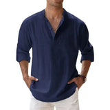 Men’s Lightweight Henley Shirt – Cotton Linen Long Sleeve Beach & Streetwear Top | Style Haven
