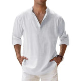 Men’s Lightweight Henley Shirt – Cotton Linen Long Sleeve Beach & Streetwear Top | Style Haven