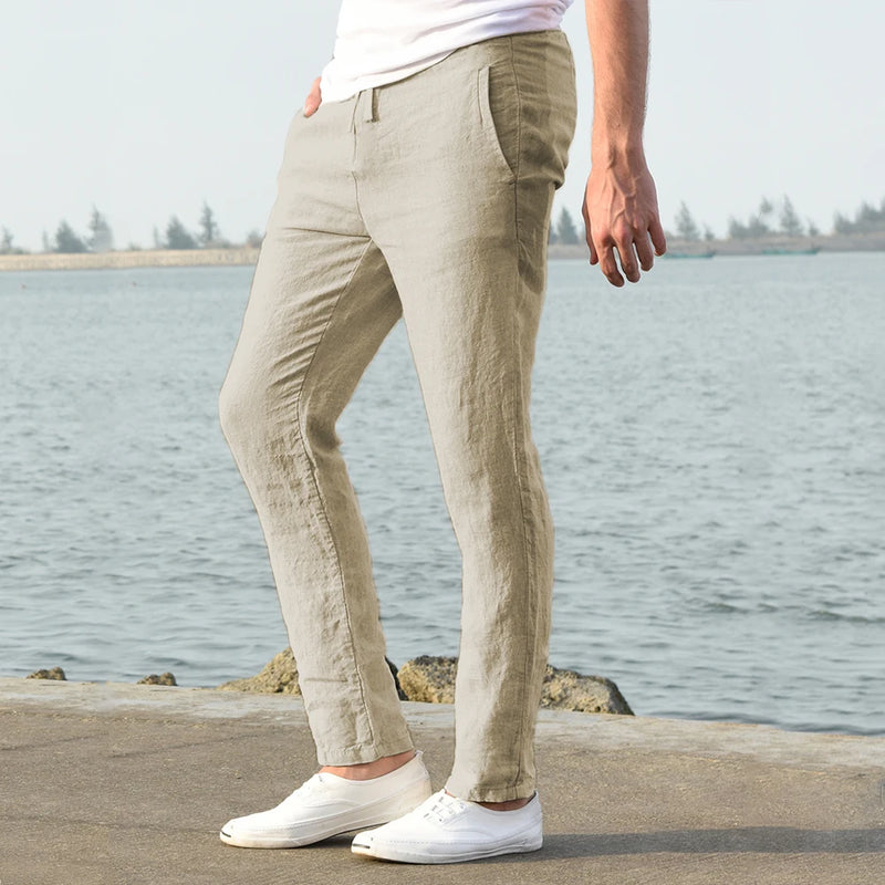 Men’s Cotton Linen Pants – Breathable Solid Color Casual Trousers for Autumn Fitness & Streetwear | Style Haven