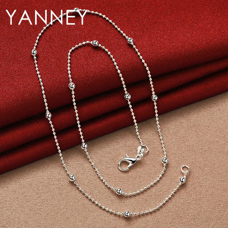925 Sterling Silver Bead Chain Necklace – 16–24 Inch Fashion Jewelry for Women | Style Haven