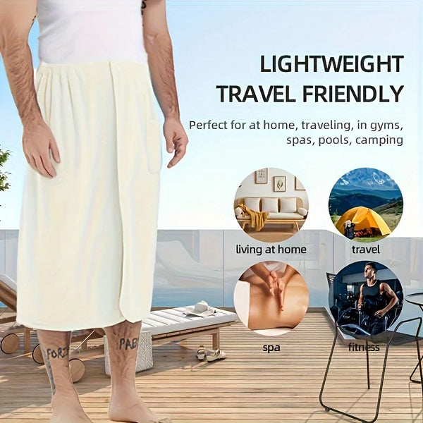 Coral Velvet Men’s Bath Towel – Adjustable Sauna Skirt Wrap for Home & Outdoor Use | Style Haven