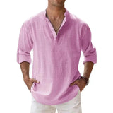 Men’s Lightweight Henley Shirt – Cotton Linen Long Sleeve Beach & Streetwear Top | Style Haven