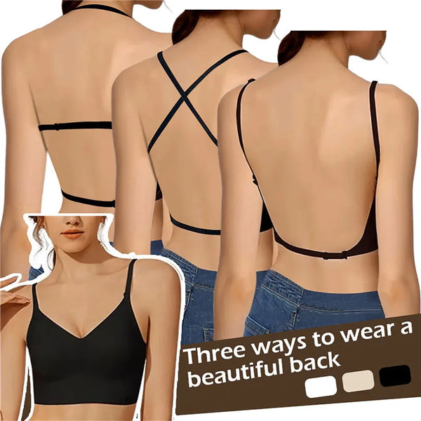 Invisible Deep U Plunge Bra – Backless Strapless Push-Up with Clear Straps | Style Haven