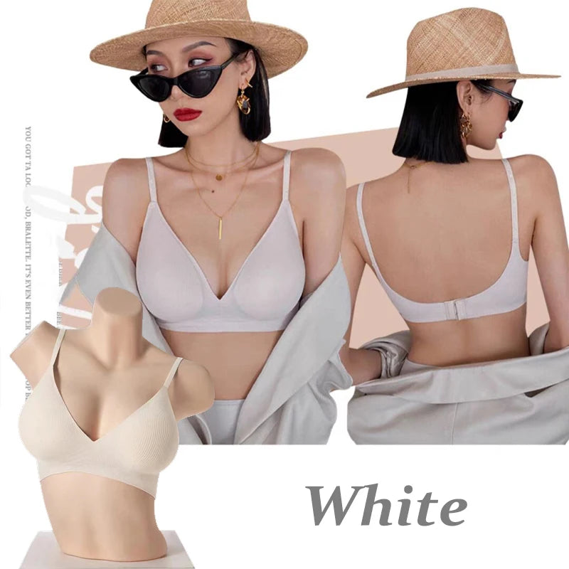 Sexy Seamless Bralette – Deep V Wireless Push-Up Bra with Letter Straps | Style Haven