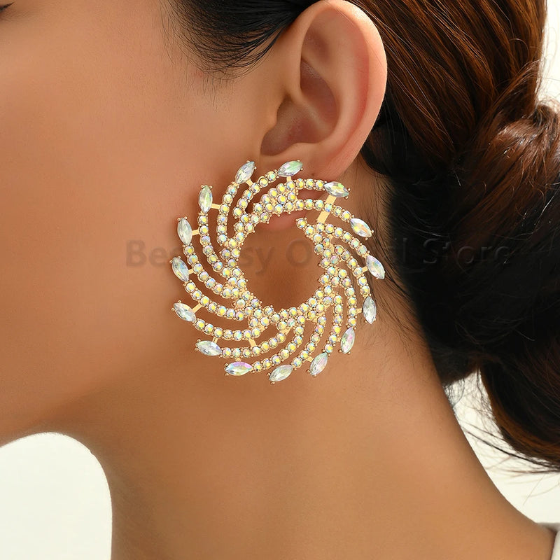 Round Sun Shape Stud Earrings – Colorful Crystal Luxury Jewelry for Women | Style Haven