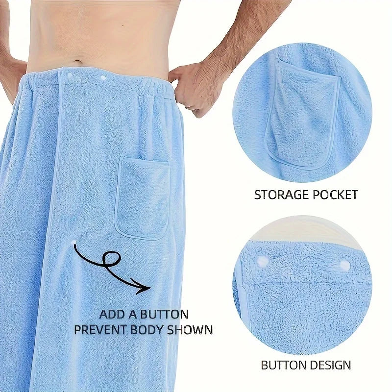 Coral Velvet Men’s Bath Towel – Adjustable Sauna Skirt Wrap for Home & Outdoor Use | Style Haven