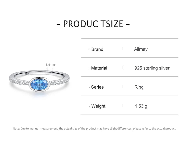 Ailmay 925 Sterling Silver Oval Blue Zirconia Ring – Luxury Engagement & Wedding Jewelry for Women | Style Haven