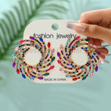 Round Sun Shape Stud Earrings – Colorful Crystal Luxury Jewelry for Women | Style Haven