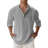 Men’s Lightweight Henley Shirt – Cotton Linen Long Sleeve Beach & Streetwear Top | Style Haven