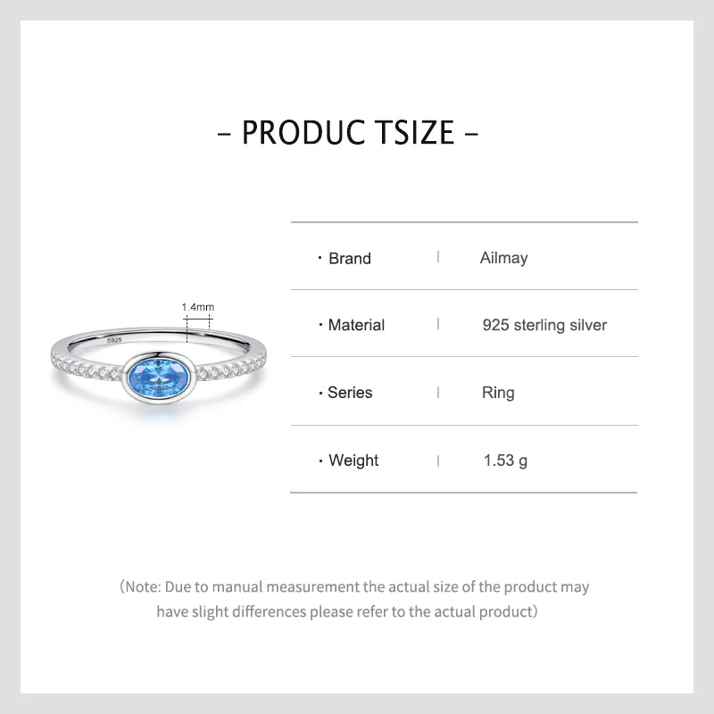 Ailmay 925 Sterling Silver Oval Blue Zirconia Ring – Luxury Engagement & Wedding Jewelry for Women | Style Haven