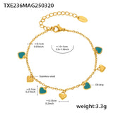 Gold-Plated Stainless Steel Jewelry Set – Colorful Enamel Heart Necklace & Bracelet | Style Haven