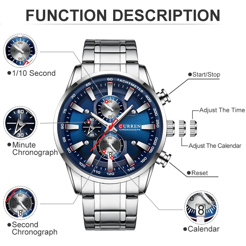CURREN Luxury Quartz Men’s Watch – Waterproof Chronograph Sport Wristwatch with Date | Style Haven