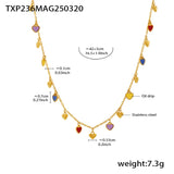 Gold-Plated Stainless Steel Jewelry Set – Colorful Enamel Heart Necklace & Bracelet | Style Haven