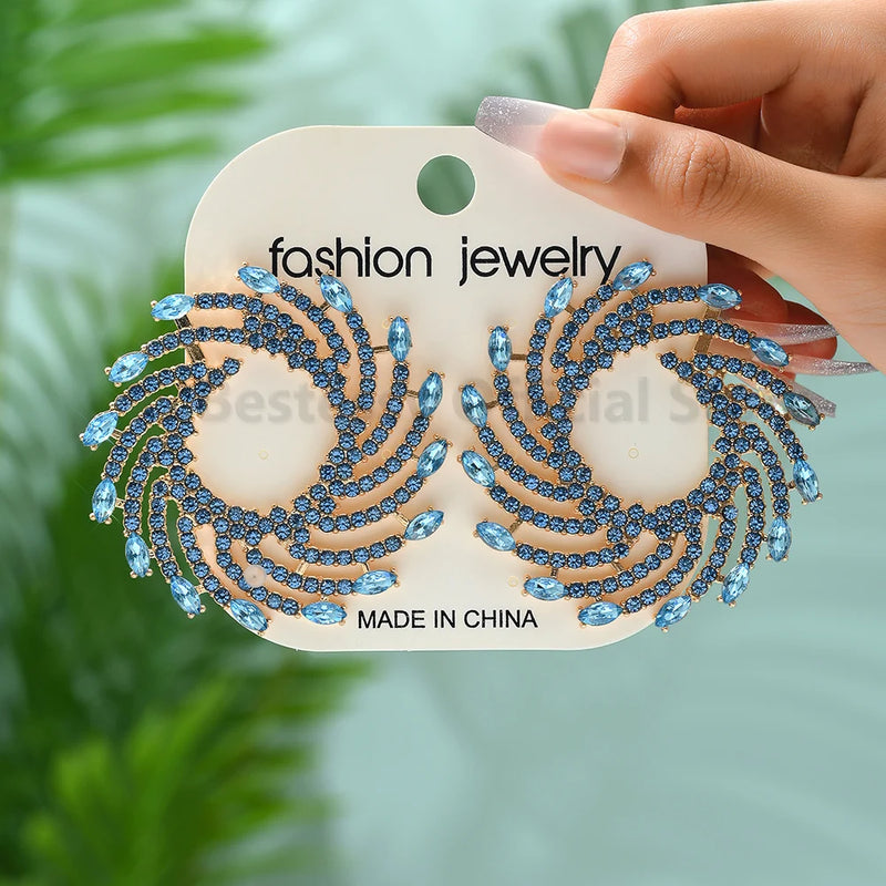 Round Sun Shape Stud Earrings – Colorful Crystal Luxury Jewelry for Women | Style Haven