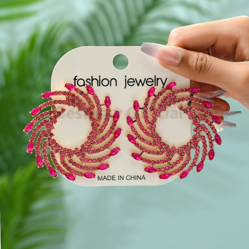 Round Sun Shape Stud Earrings – Colorful Crystal Luxury Jewelry for Women | Style Haven