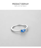 Ailmay 925 Sterling Silver Oval Blue Zirconia Ring – Luxury Engagement & Wedding Jewelry for Women | Style Haven