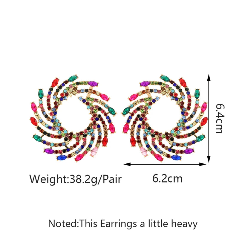 Round Sun Shape Stud Earrings – Colorful Crystal Luxury Jewelry for Women | Style Haven