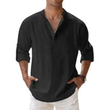 Men’s Lightweight Henley Shirt – Cotton Linen Long Sleeve Beach & Streetwear Top | Style Haven