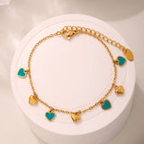 Gold-Plated Stainless Steel Jewelry Set – Colorful Enamel Heart Necklace & Bracelet | Style Haven