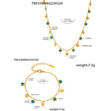 Gold-Plated Stainless Steel Jewelry Set – Colorful Enamel Heart Necklace & Bracelet | Style Haven