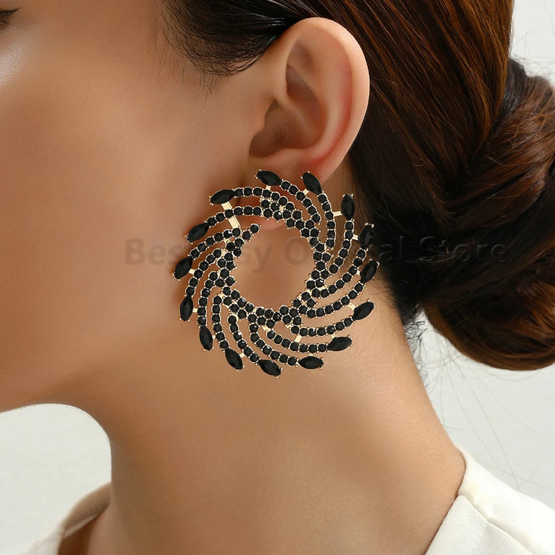 Round Sun Shape Stud Earrings – Colorful Crystal Luxury Jewelry for Women | Style Haven